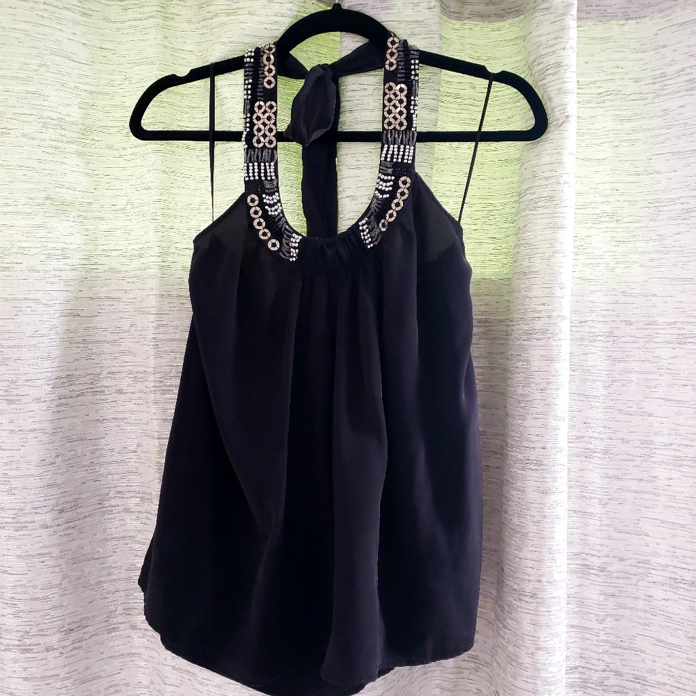 {Express} Black Silk Halter//Sz S//NWOT - Picture 1 of 4